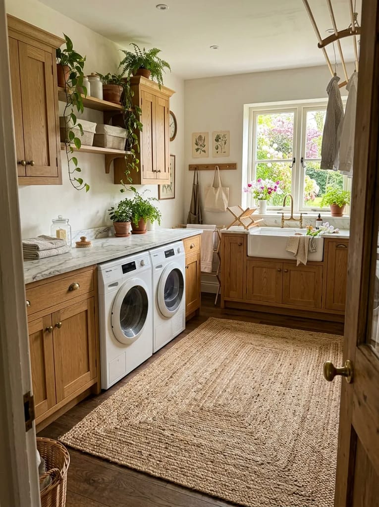 22 Laundry Room Decor Ideas for Stylish Small Spaces 18 Woven Area Rug