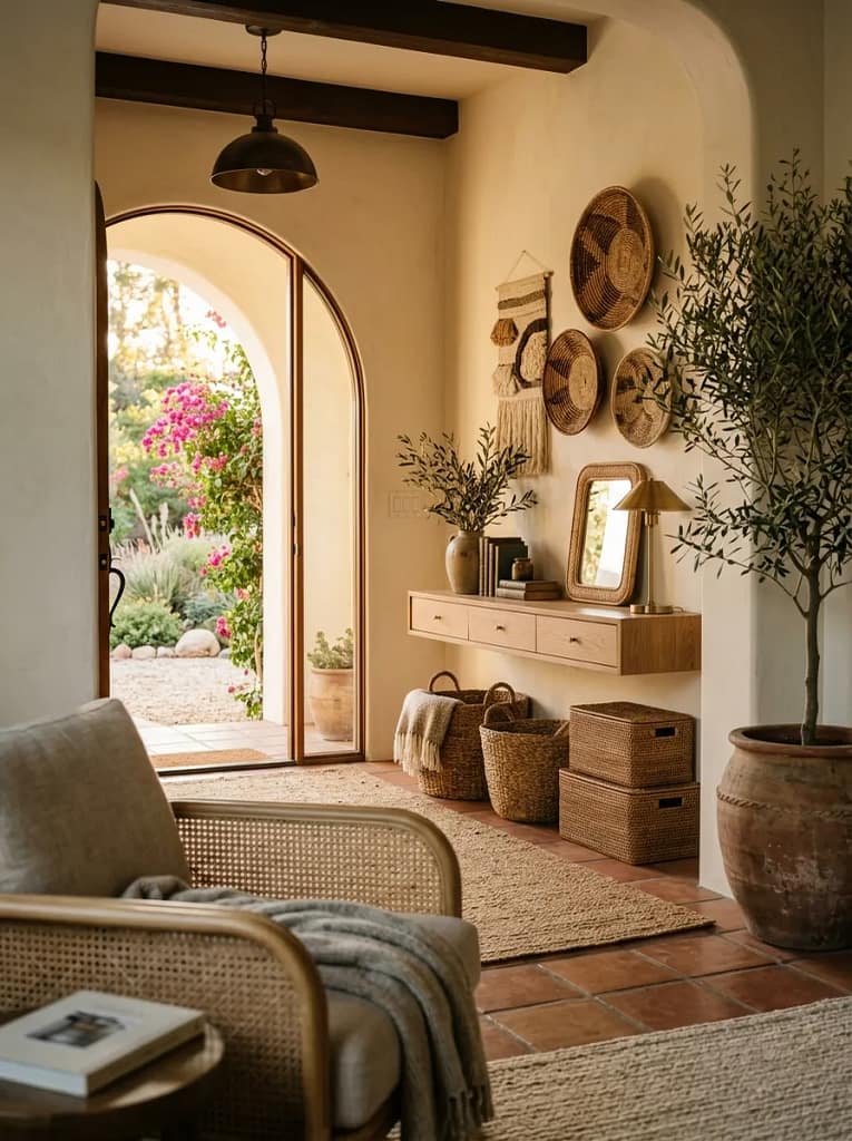 24 Entryway Refresh Ideas for Stylish First Impressions 22 Woven Textures and Baskets